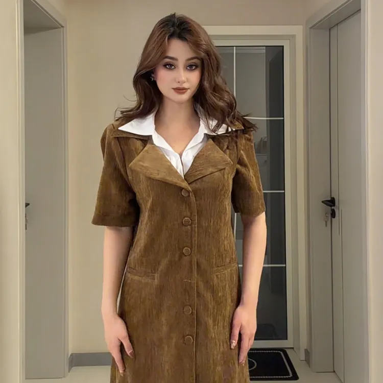 韩系甜辣风别致独特连衣裙女秋季高级感法式复古简约轻奢百搭裙子