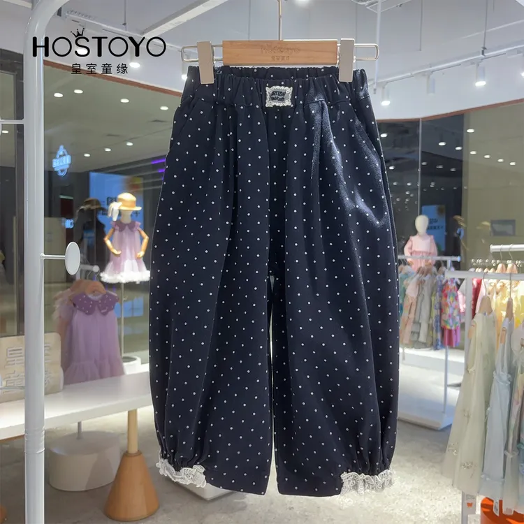 皇室童缘童裤专家2025秋冬女童时尚波点裤可爱花苞裤17730354001