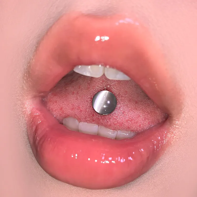 钛钢耳饰 爆闪个性猫眼滴油钛钢外螺旋舌钉饰品杆粗1.6可喝酒穿刺