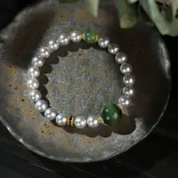 【壹芳珠宝】天然Akoya真多麻海水珍珠18K金镶手串6mm