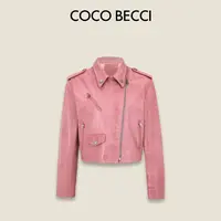 COCO BECCI【机车女孩】羊皮革酷飒时髦皮衣外套CFLJC209014