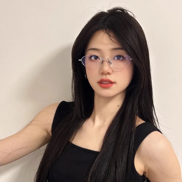 【高品质光学镜片】老钱风清冷猫眼镜框金属钛架女超轻无度数方圆脸