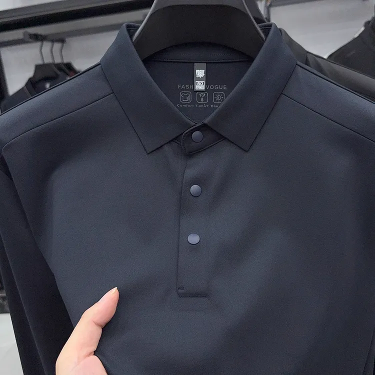 in cotton sea高品质透气男士长袖秋季新款时尚户外风翻领polo衫
