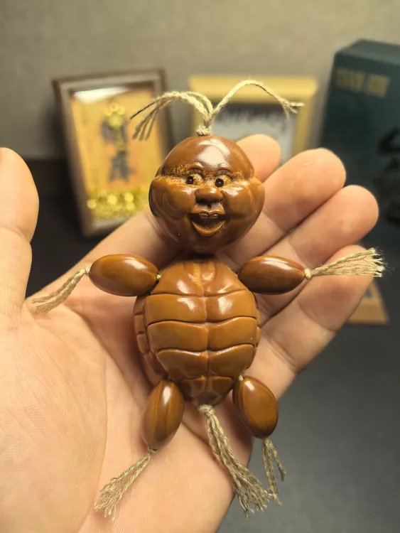 橄榄核雕刻富贵人生网红文玩小人绳子颜色随机