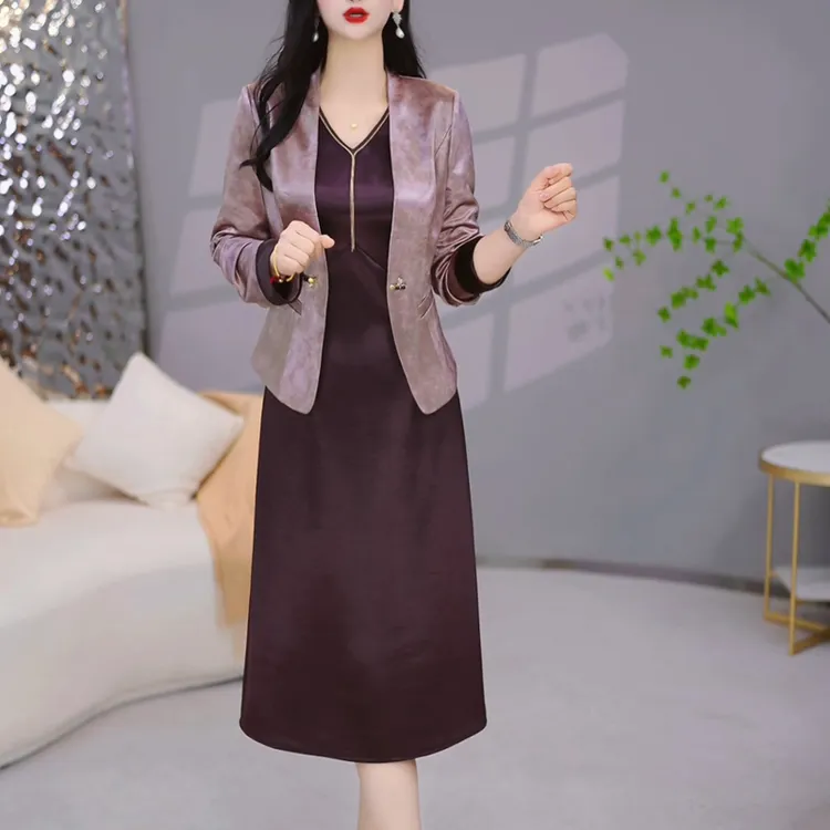 轻职风时尚潮流套装女2025秋季新款高端气质减龄百搭连衣裙两件套