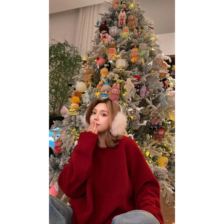 【瘦瘦】圣诞物语-大码冬季新款圆领氛围宽松显瘦套头打底F0087