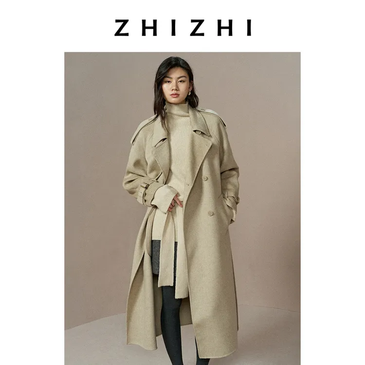 致知 苏慕遮 全羊毛风衣式毛呢大衣经典宽松25年冬季ZZ2EWWWQ001