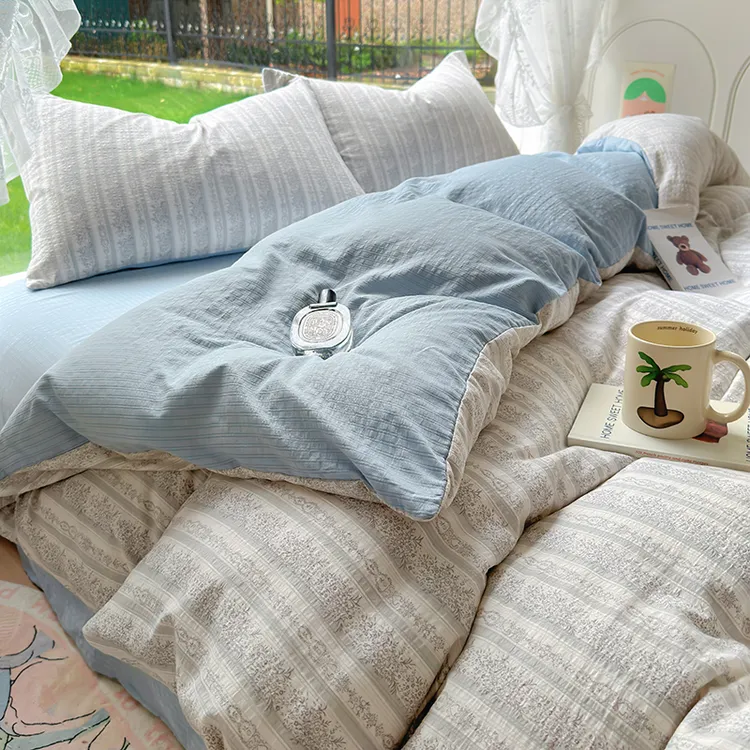2025双层纱四件套新款被套罩床单双人加厚被罩被单套学生宿舍通用