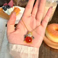 【凰一品】 原矿樱桃红（冰底料）南红吊坠18k金