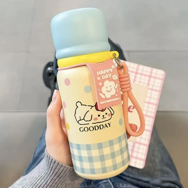 保温杯女生可爱新款高颜值儿童水杯学生上学小巧便携吸管杯子带盖