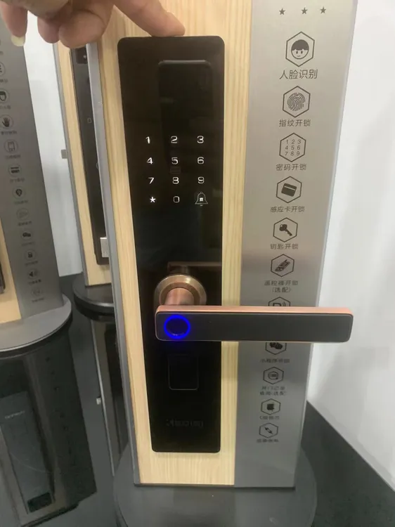 古铜色经典一握开半自动指纹密码锁