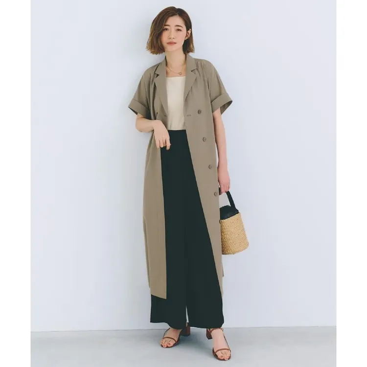 【DD外贸】夏季新款 T 显瘦百搭轻盈潮流优雅风衣半袖连衣裙气质