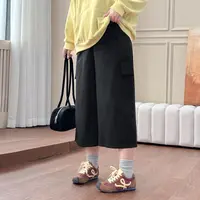 DX8246大码女装【美式工装七分裤】秋季胖mm高腰宽松阔腿休闲裤子