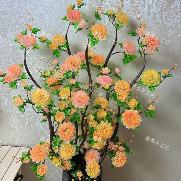 【8大支】落地马贝果冻渐变牡丹花手工DIY材料包（维维推荐