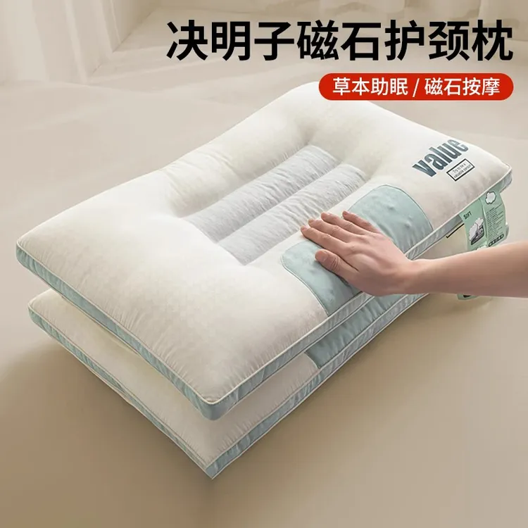 决明子磁石枕头护颈枕头睡眠透气枕芯家用硬枕一对睡觉专用可拆洗