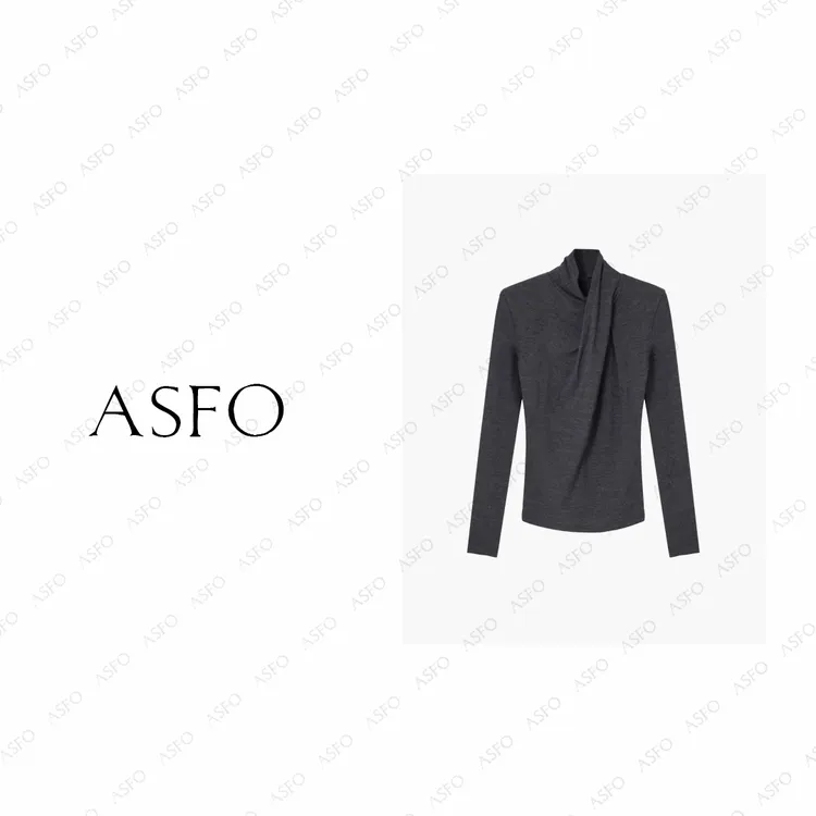 【AS云梭】25新解构压褶扭结修身莱赛尔棉百搭弹力小衫AS25DZZ00619