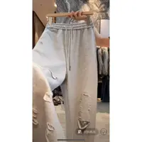 徐秋阳   破洞卫裤  秋季新款百搭时尚休闲显瘦显腿长卫裤12897