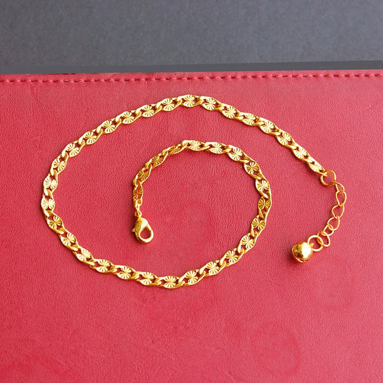 铜合金脚链 镀金脚链胖MM大码加长粗脚腕可定做长度粗链子米形片