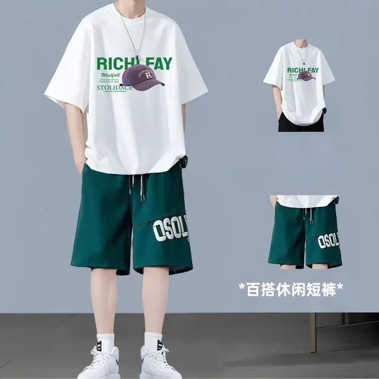 贝肽斯【清仓】夏季新款短袖套装新款短袖恤短裤青少年休闲两件套