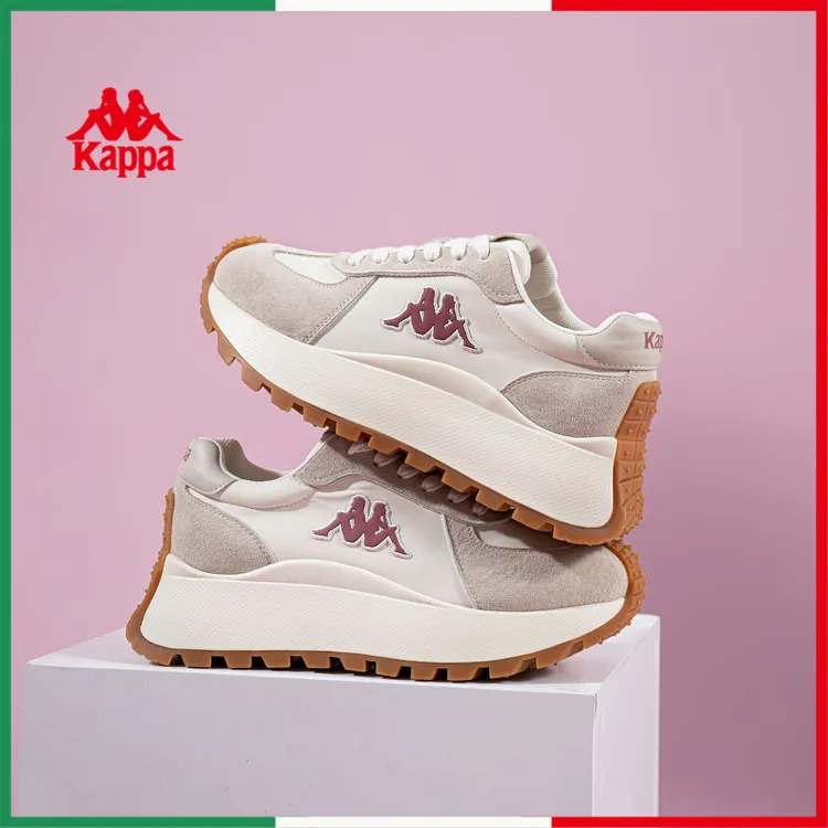 Kappa卡帕秋冬女鞋复古百搭小白鞋增高厚底运动鞋真皮潮流鞋子56J