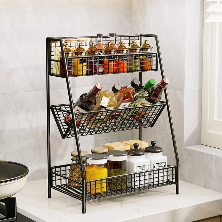 厨房调味料调置物架台面窄小型灶台调料架转角墙角双层放调料架子