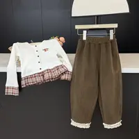 leomama女童雪尼尔加绒裤子秋冬新款儿童一体绒加厚保暖休闲裤