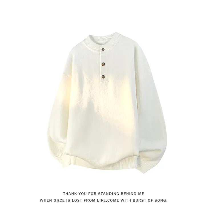 秋冬纯色针织衫男女同款情侣冬季灰色毛衣简约时尚秋季圆领慵懒风