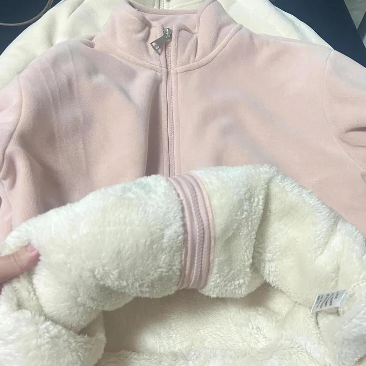 女童内搭摇粒绒巨好看厚外套秋冬保暖冲锋衣内胆加绒卫衣校服神器