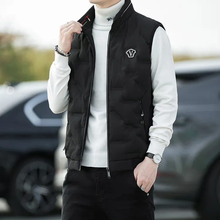 羽绒马甲男士保暖羽绒服秋冬季宽松立领坎肩外套鸭绒休闲上衣