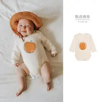 呔妮家~北欧ins风连体衣苹果印花婴儿包屁衣春秋宝宝长袖三角哈衣