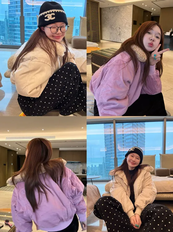 【BORAKOO】东大门代购款~灰粉两色翻领夹棉棉服外套