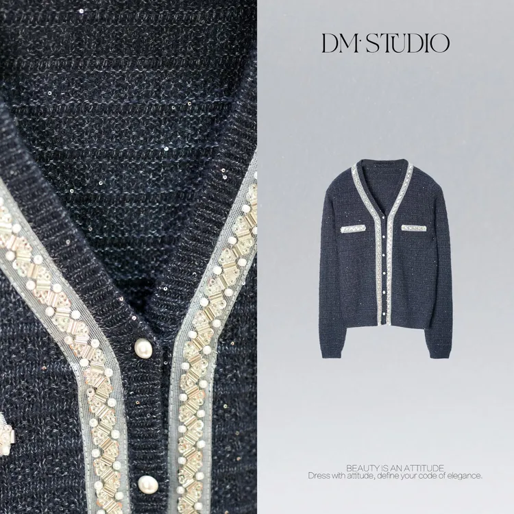 DEDM•STUDIO/减龄极简风绵羊毛+山羊绒针织开衫外套2509ZZS/S2862