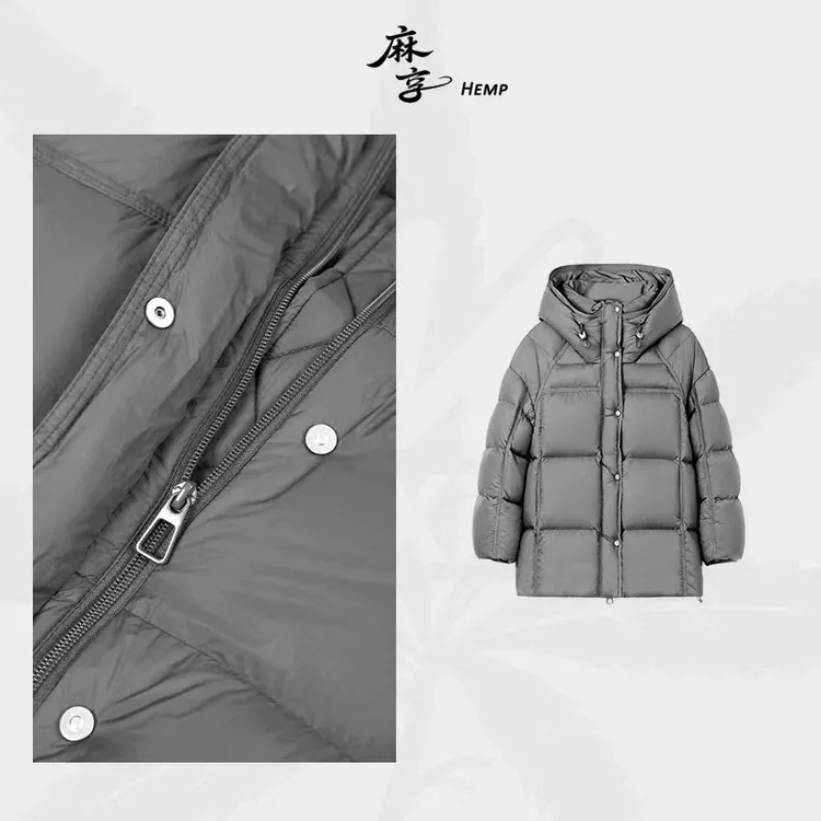 麻享【95鹅绒服·中长连帽】泡芙羽绒服95白鹅绒轻盈保暖冬FSY51165