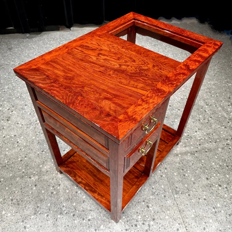 实木客厅桌椅单抽茶水柜68*48*68家用办公与巴花大板配套茶几柜