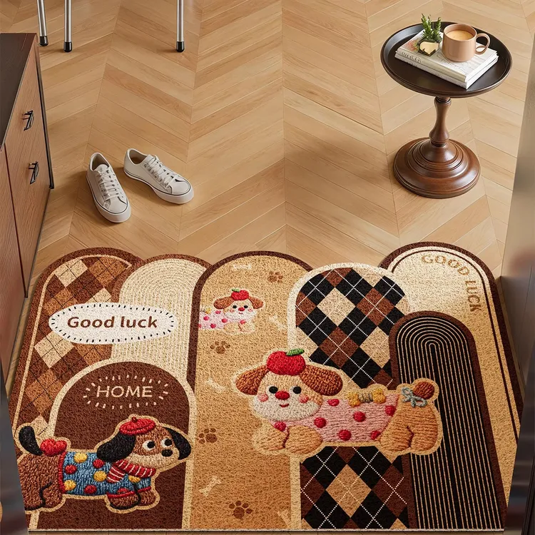 可爱卡通入户门地垫家用防滑脚垫耐脏耐磨玄关丝圈PVC进门地毯
