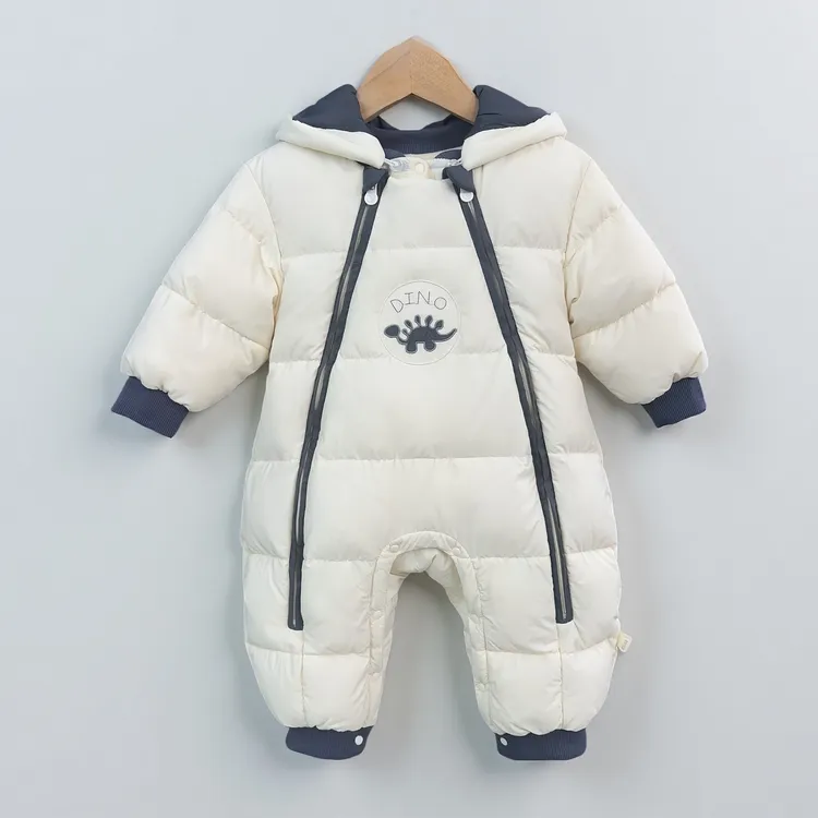 【软五防面料】新款小恐龙可拆帽羽绒连体衣加厚款男女童外出爬服