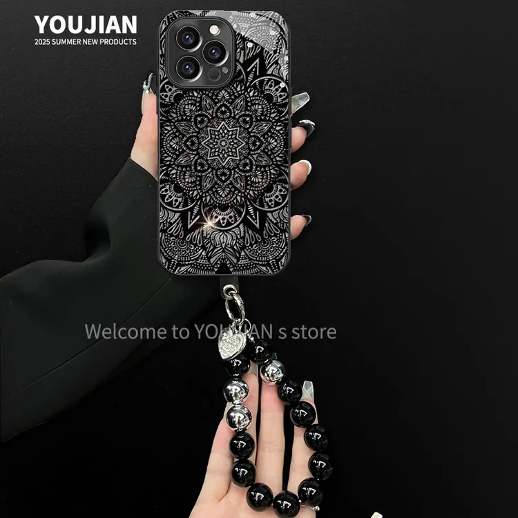 暗黑图腾适用苹果vivo华为oppo小米iPhone16电镀玻璃壳全包手机壳