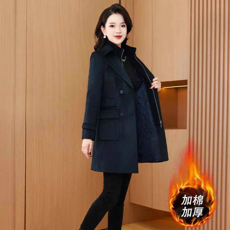 品牌小个子气质中长外套女2025秋冬新款加棉加厚洋气收腰爆款大衣