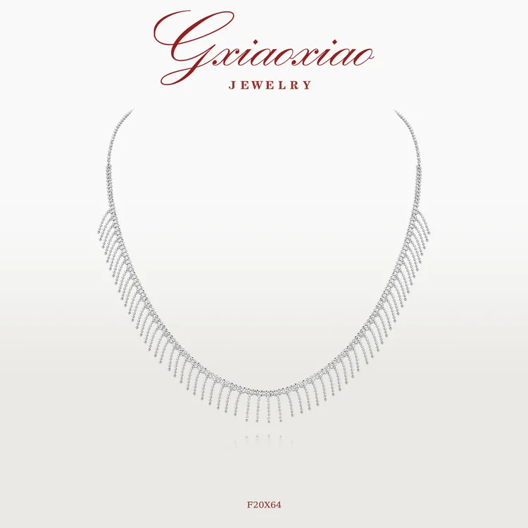 G XIAOXIAO 镀K金 气质高级优雅睫毛流苏锁骨项链 F20X64 F20X65