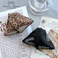 【豹纹灌钻】新款三角抓夹豹纹黑色饺子夹鲨鱼夹秋冬百搭小香风抓夹