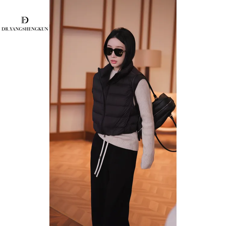杨圣坤2025冬季新品95白鹅绒高级感立领无袖羽绒马夹女EY25102906