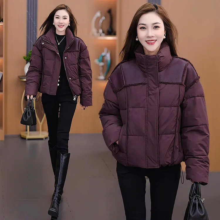 冬季宽松型短款百搭立领连帽棉服女2025秋冬新款韩版薄款棉袄外套