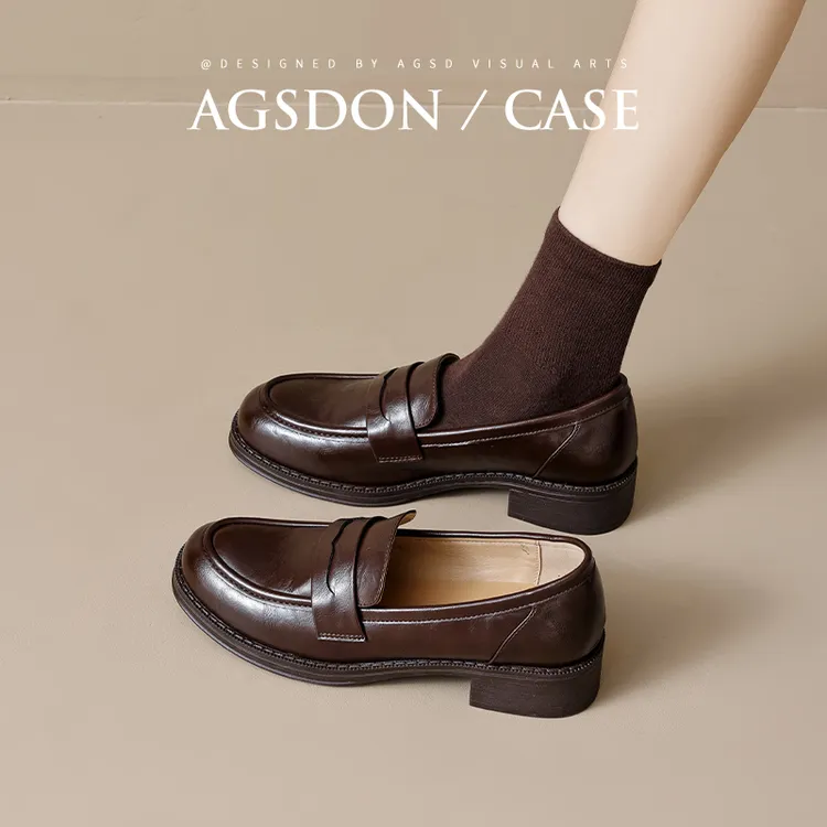 奥古狮登厚底乐福鞋女2025新款秋季软底不累脚复古通勤jk小皮鞋xx