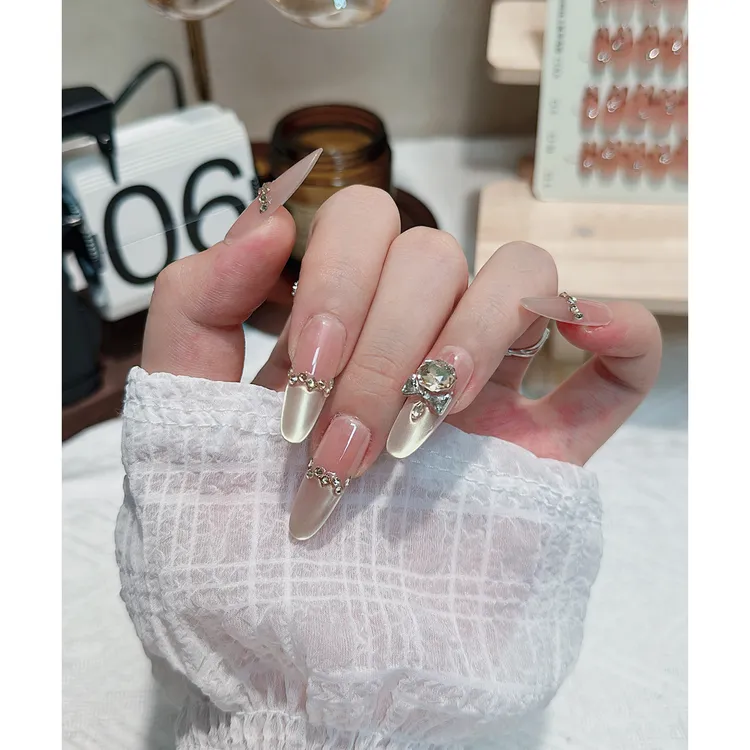 【财阀千金】特调显白螺纹钻球纯手工穿戴甲美甲美甲穿戴甲片