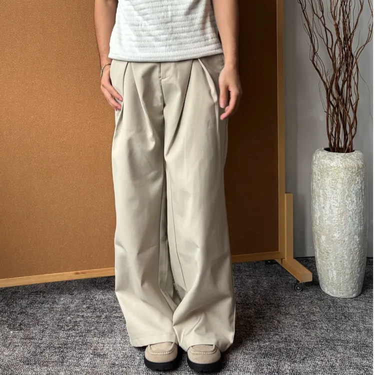 RIGOCOKN美式立体双褶A字版型cleanfit休闲西裤老钱风长裤男女