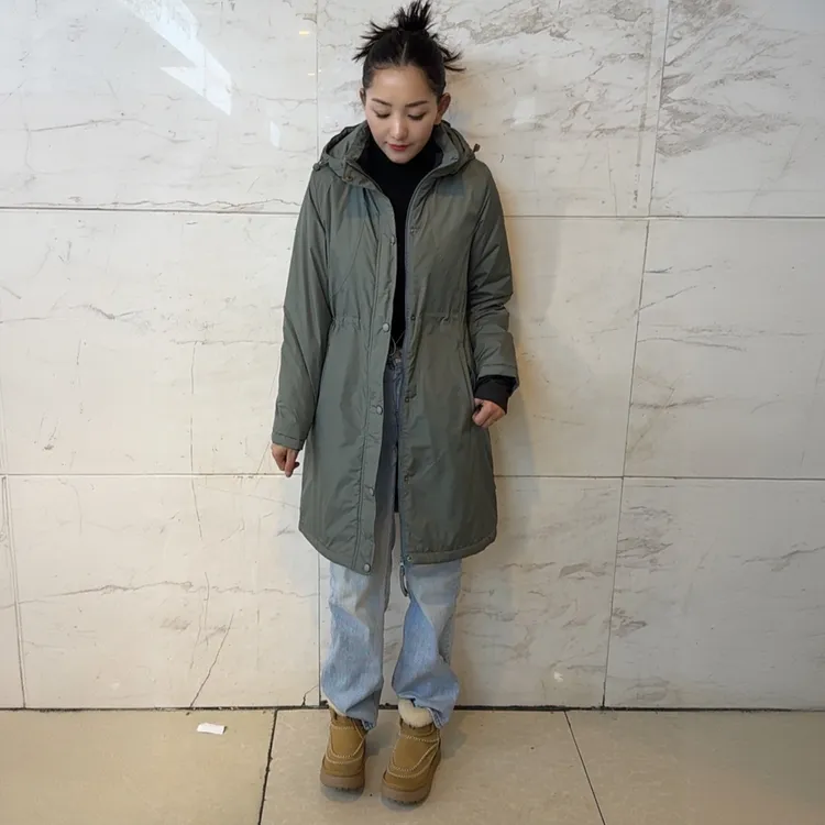 棉衣 中长款 帽子可以取