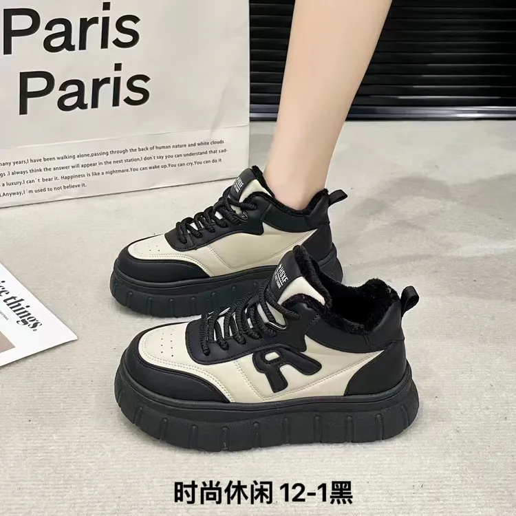 12-1棉鞋加绒系带休闲厚底冬季时尚休闲鞋女鞋休闲鞋韩版