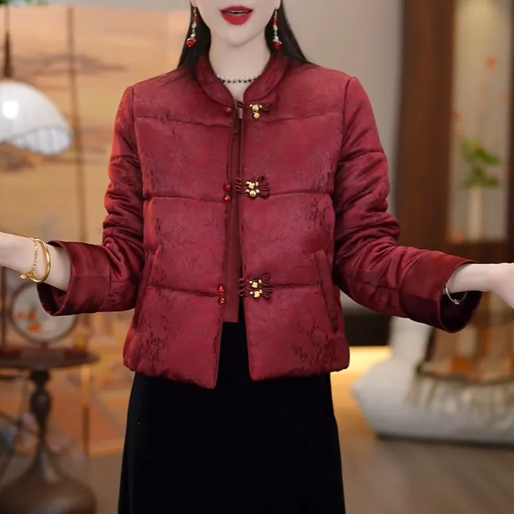 复古国风短款棉服外套女2025冬季新款妈妈装加厚保暖时尚减龄上衣