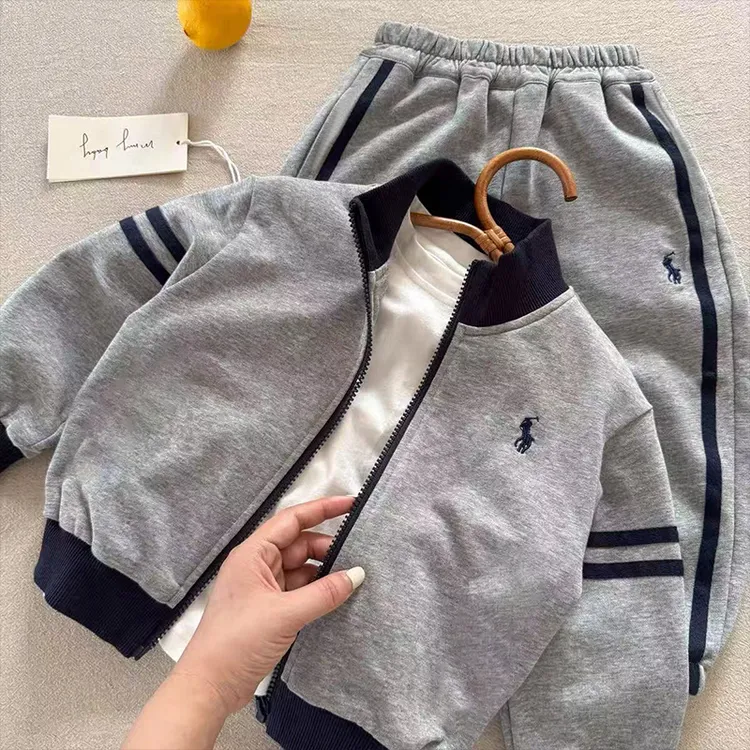 【刺绣套装】儿童拉链套装2025春秋新款宽松上衣潮