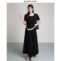 LX【轻氧时光】蛋妹大码春季胖mm遮胯显瘦套装DM26319/DM26319-1